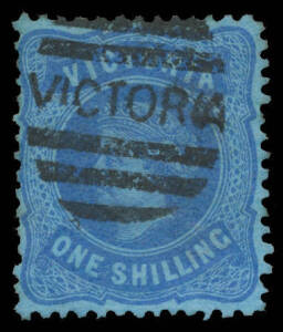 Victoria: 1873-80 Bell 1/- indigo/blue with the Watermark Sideways SG 180a, thinned but of very fine facial appearance, Cat £750.
