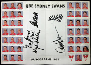 SOUTH MELBOURNE/SYDNEY SWANS: Group with signed items (5) including Bob Pratt, Laurie Nash, Peter Bedford & Paul Kelly; 2005 Grand Final "Football Record" signed Barry Hall; 2005 Grand Final ticket; "Go Swans" poster signed Barry Hall; Members Season Tick