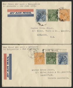 Aerophilately: 3-4 June 1929 (AAMC.137a) Adelaide - Kalgoorlie & return covers flown to and from this intermediate stop on the new service by W.A. Airways between Perth and Adelaide. Surprisingly scarce and in very fine condition.