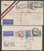 Aerophilately: 1 June 1930 (AAMC.161 & 162) Melbourne - Sydney and Sydney - Melbourne registered flown covers carried on board the inaugural services by ANA. (2 items). Cat.$200+. Attractive duo; hard to find registered!