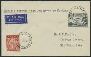 Aerophilately: 11 July 1935 (AAMC.513) Ord River - Wyndham flown cover, carried by H.B.Hussey for MacRoberston Miller Aviation and Australian Aerial Medical Services, who operated the service jointly. Cat.$90.