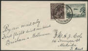 Aerophilately: 1 June 1930 (AAMC.162) (Brisbane) - Sydney - Melbourne flown cover carried on the inaugural service by ANA. [NB: The service from Brisbane to Sydney had started 6 months earlier.]. Cat.$100.