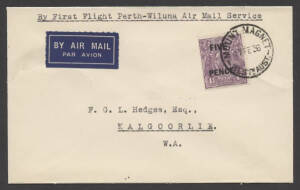 Aerophilately: 17-18 Feb.1936 (AAMC.588) Mount Magnet - Kalgoorlie flown cover, carried by Airlines (WA) Ltd on their inaugural "goldfields route" service. [Only 40 flown].