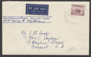 Aerophilately: 8 Aug.1939 (AAMC.875b) Alice Springs - Wyndham flown cover, carried by Inland Airways on their inaugural service and signed by the pilot, E.J.Connellan. Scarce.