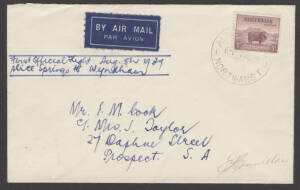 Aerophilately: 8 Aug.1939 (AAMC.875b) Alice Springs - Wyndham flown cover, carried by Inland Airways on their inaugural service and signed by the pilot, E.J.Connellan. Scarce.