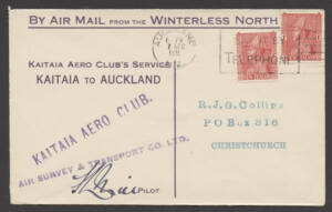 New Zealand: 7 April 1931 (NZAC.45b) Kaitaia to Auckland cover, flown and signed by the pilot, F.D. Mill on the return leg of the first mail flight by the Kaitaia Aero Club in partnership with AIr Survey & Transport Co. Superb condition.