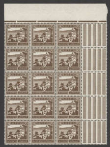 Palestine: 1942 (SG.109) Sea of Galilee 250m brown, upper right corner block of (15) superb MUH. A scarce large multiple.