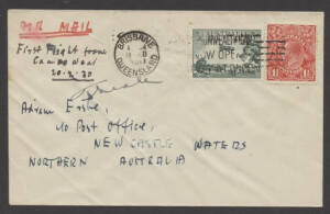 Aerophilately: 19 Feb.1930 (AAMC.152a) Camooweal - Newcastle Waters flown cover carried by A.A.S. to link with the newly established Qantas service from Brisbane and signed by the pilot, Frank Neale. Cat.$400+.