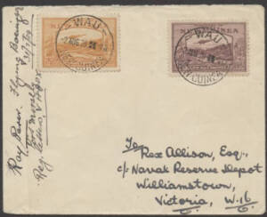 Aerophilately: 31 July - 2 Aug.1939 (AAMC.875 or P147) Australia - New Guinea cover, flown, endorsed and signed by the pilot, Ray Parer on a delivery flight of a Boeing 40-H-4 bi-plane, previously owned by New Zealand Airways Ltd. This is one of only 5 co