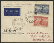 Aerophilately: 25 May 1936 (AAMC.604) Hamilton to Melbourne return-flight flown cover, carried on the first flight by Ansett Airways Ltd and signed by the pilot, V.V.Cerche. He flew the mail of 376 items aboard a Fokker "Universal" VH-UTO. Cat.$175.
