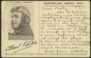 Aerophilately: 20-27 February 1917 (AAMC.13) Casterton to Melbourne flown souvenir card, carried by Basil Watson in his home-built bi-plane. With a delightful hand-wrirren message referring to Watson's flying exhibition and the fact that the writer has ta - 2