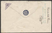 Aerophilately: Mar.1923 issued (Frommer.9d) Qantas black/dark green "BY AIR MAIL" vignette commercially used on a 1926 flown cover from Blackall to Brisbane, endorsed 'Guaranteed Genuine' on the reverse. On an annotated page with a postcard of the Post an - 2
