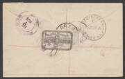 5 June 1929 (AAMC.137a) Forrest - Adelaide flown cover, registered at Kalgoorlie and addressed to Seattle, USA; with transit b/stamps. Correctly rated 9d. - 2