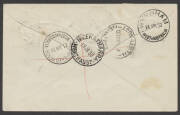 Aerophilately: 13-22 July 1930 (AAMC.165a) Meekatharra to Wyndham, registered cover, carried by W.A.A. on their extended route via various additional intermediate stops. The pilot was Norman Brearley. Correctly backstamped. Franking includes 3d Kangaroo ( - 2