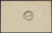 Aerophilately: 14 April 1937 (AAMC.722) Narromine to Cobar cover, flown by Intercity Airways; the first flight to include Cobar on the route from Sydney. Signed by the pilot, C. Gatenby and rare thus. [Very small mails flown from intermediates!]. - 2