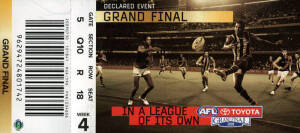 TICKETS: c1991-2009 range of tickets & passes, includes Grand Final tickets for 1991 (only GF at Waverley), 1997 (2), 1998 (2), 2001 & 2009; also Goodwill Games tickets (2). Inspection will reward.