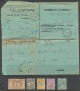 Australia: Eclectic accumulation starting with stockbook of used Kangaroos noted Third Wmk 5/- then KGV Heads including Single Wmk 1/4d 'OS' puncture CTO and 100+ mint but most with gum problems of varying degrees, 1919 telegram form with 'TELEGRAPHS/FREM