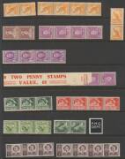 Australia: Miscellany on Hagner pages with lots of pickings including a page of mint KGV Heads to 1/4d x2 in very mixed condition, Kangaroos Redrawn 2/- imprint block of 32 (4x8 **), KGV 1d green Die II block of 4 (small ink stain on the face), 2d Bridge - 4