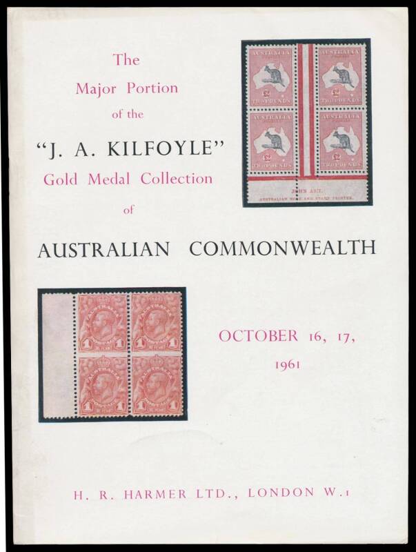 Australia: LITERATURE: "The JA Kilfoyle Gold Medal Collection" HR Harmer (London) auction catalogue (16-17.10.1961). One of the great collections. [The standard edition, not the el cheapo airmail edition printed on tissue paper]