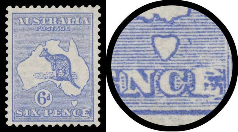 Roos 1st Wmk: 6d ultramarine with Retouched Second 'E' of 'PENCE' BW #17(1)j, well centred, Cat $4000.