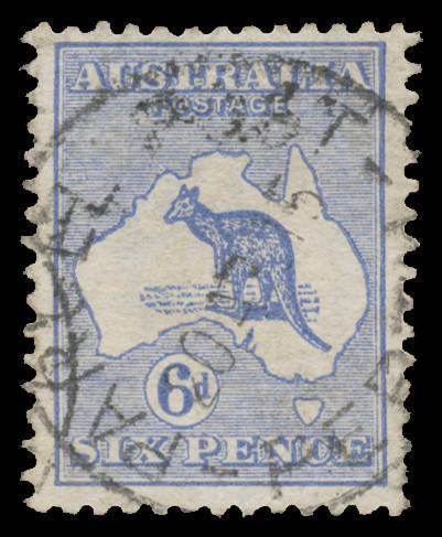 Roos 1st Wmk: 6d ultramarine with the Watermark Inverted BW #17a, 'PARCEL POST/20AP15/PERTH' cds cancel, Cat $1000.