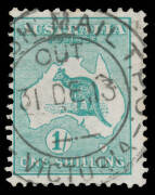 Roos 1st Wmk: 1/- emerald with the Watermark Inverted BW #30a, very fine strike of the scarce 'ENGLISH MAIL TPO/OUT/ 31DE13/VICTORIA' cds, Cat $500. [Most stamps with the watermark inverted are from CTO sheets]