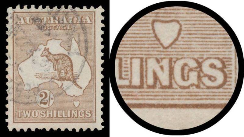 Roos 1st Wmk: 2/- brown with Deformed 'N' of 'SHILLINGS' BW #35(2)L, and the same variety on Second Wmk 2/- #36(2)L & Third Wmk 2/- brown #37(2)L, variable centring, cds cancels clear of the varieties (the first is CTO), Cat $1350+. A desirable trio.