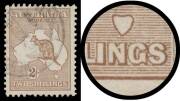 Roos 1st Wmk: 2/- brown with Deformed 'N' of 'SHILLINGS' BW #35(2)L, and the same variety on Second Wmk 2/- #36(2)L & Third Wmk 2/- brown #37(2)L, variable centring, cds cancels clear of the varieties (the first is CTO), Cat $1350+. A desirable trio.