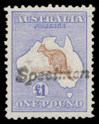 Roos 1st Wmk: Â£1 brown & blue with 'Specimen' Handstamp BW #51x, well centred, unmounted, Cat $3750.