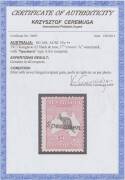 Roos 1st Wmk: Â£2 black & carmine with 'Specimen' Handstamp, a few short perfs, unmounted, Cat $5000. Chris Ceremuga Certificate (2014). - 2