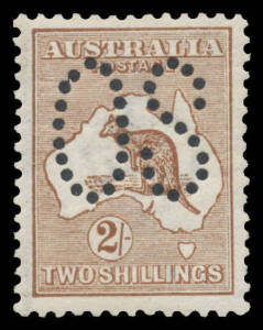 Roos 1st Wmk: - 2/- brown BW #35ba, well centred, lightly mounted, Cat $1500.