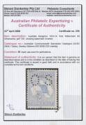 Roos 1st Wmk: PUNCTURED SMALL 'OS': 6d ultramarine with the Watermark Inverted BW #17abc, shortish perfs at base, light cds cancel, Cat $1500 ($1000 + 50% for punctured 'OS'). Simon Dunkerley Certificate (2008). - 2