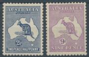 Roos 2nd Wmk: 2Â½d indigo, 9d violet & 1/- blue-green. (3) - 2