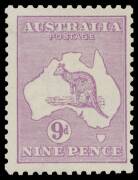 Roos 2nd Wmk: 9d violet with Shading Breaks in Gulf of Carpentaria & below 'NINE PENCE' BW #25(2)f, unmounted, $2500 plus a significant premium for the listed variety.