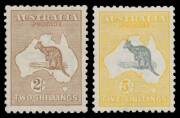 Roos 3rd Wmk: 2d, 2&Acirc;&frac12;d, 6d blue (one short perf), 9d, 2/- brown & 5/-, variable centring, very fresh, Cat $1340. (6)