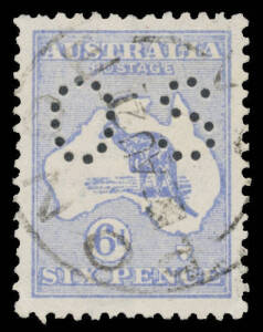 Roos 3rd Wmk: 6d dull blue Dry Ink punctured 'OS' as always BW #19c, light 'PONDE/--AU21/SA' cds (ERD), Cat $100. A gem!