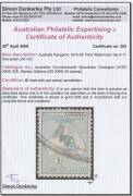 Roos 3rd Wmk: 1/- Die II sea-green (dry ink) BW #32F, minor blemishes, Cat $300; & 1/- Die IIB very bright blue-green #33Cvar. Separate Simon Dunkerley Certificates (2008). (2) - 3
