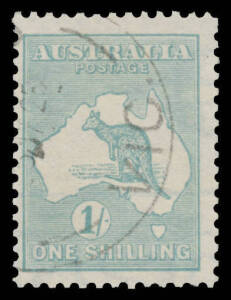 Roos 3rd Wmk: 1/- blue-green Die IIB with the Watermark Sideways BW #33aa, neat contemporary cds of 5JA28, Cat $500. Chris Ceremuga Certificate (2012). [This is a very scarce stamp postally used. Most examples offered for sale have bogus or non-contempora