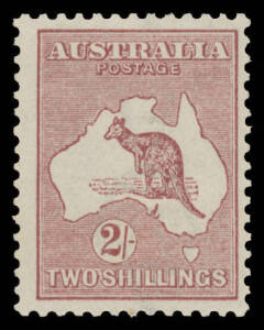 Roos 3rd Wmk: 2/- maroon with the Watermark Inverted BW #38a, the gum a little "suntanned" but unmounted, Cat $5000 mounted. Rare. Simon Dunkerley Certificate (2008).