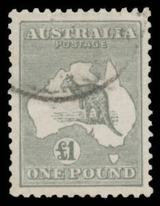 Roos 3rd Wmk: Â£1 grey, very well centred, light cds cancel, Cat $500. Rarely available this well centred or fine.