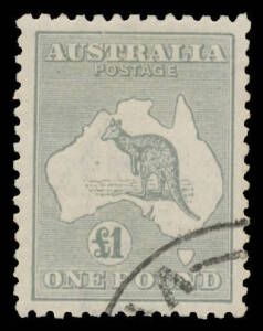 Roos 3rd Wmk: Â£1 grey CTO ACSC #53w with small part '.../VIC' cds & full gum, never hinged, Cat $750+.