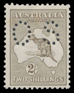 Roos 3rd Wmk: - 2/- greyish brown BW 37H, Cat $1500 plus a premium for the shade. A rare stamp.