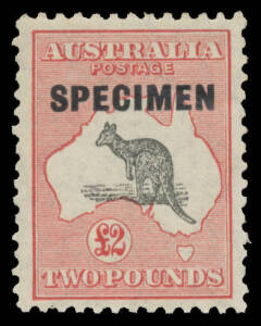 Roos SM Wmk: Â£2 grey-black & rose-carmine with 'SPECIMEN' Overprint BW #57x, a couple of slightly short perfs, the gum a trifle aged, unmounted, Cat $1750.