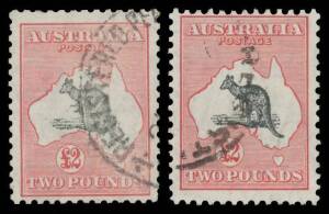 Roos CofA Wmk: Â£2 grey & rose ACSC #58A plus Â£2 grey-black & rose ACSC #58B both with cds cancels, Cat $1700. (2)