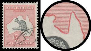 Roos CofA Wmk: Â£2 grey-black & rose-carmine with Break in West Coast of Gulf of Carpentaria BW #58(D)v, well centred, neat cds well clear of the variety, Cat $1300.