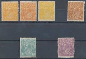 KGV Heads: Mint selection with 4d orange x3 distinct shades & Small Multiple Wmk Perf 14 1/4d fine & attractive, a few lower values unmounted, condition a little mixed but overall fine. (38)