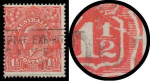 KGV Single Wmk: 1Â½d red with unlocated Cracked Electro from Right-Hand Fraction to Right-Hand Frame BW #89(U)n, slogan cancel clear of the variety, Cat $600.