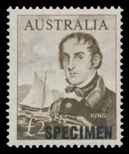 Pre-Decimals: 'SPECIMEN' Overprints 10/- Robes, Arms set & Navigators set of 4, variable centring, unmounted. (8)