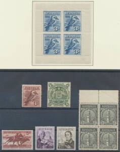 Pre-Decimals: Mint Collection on pages with Kooka 6d Engraved & 1928 M/S, 1930s including 1/- ANZAC block of 4 (some toning), then mostly unmounted from 1940s onwards including Arms set, Food blocks & gutter strips, 5/- Cattle cream & white paper, Navigat