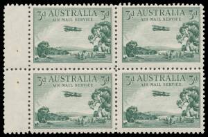 Pre-Decimals: 1928 Air Mail 3d green booklet pane of 4, the third unit with Long Wing BW #136d, Cat $500+.